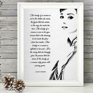 🍒FREE W PURCHASE Audrey Hepburn Beauty Quote Wall Art PRINT Breakfast Tiffanys
